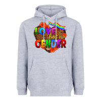 Heather Grey love has no gender Heavyweight Hoodie - HRA Design Shop