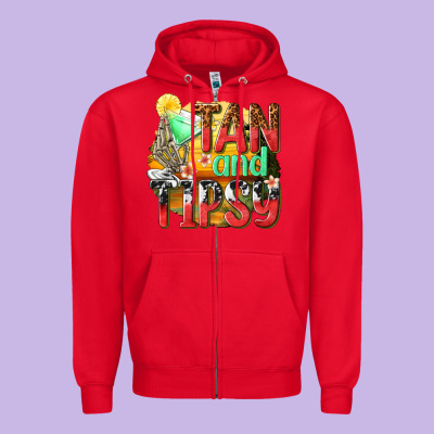 Tan And Tipsy Zipper Hoodie Designed By Texasbilliewilder