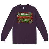 Plum Merry Christmas Y'all Long Sleeve Tee - RanaPortraitStore