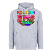Heather Grey lgbtq kiss me Heavyweight Hoodie - HRA Design Shop