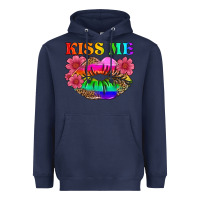 Navy lgbtq kiss me Heavyweight Hoodie - HRA Design Shop