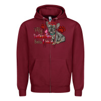 Burgundy my valentine has paws french bulldog Zipper Hoodie - RanaPortraitStore