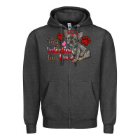 Charcoal Heather my valentine has paws french bulldog Zipper Hoodie - RanaPortraitStore