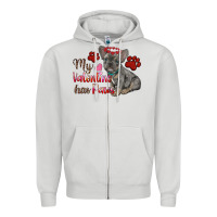 Dove Grey my valentine has paws french bulldog Zipper Hoodie - RanaPortraitStore
