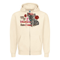 Sandshell my valentine has paws french bulldog Zipper Hoodie - RanaPortraitStore