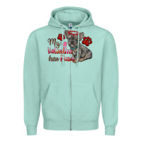 Seafoam my valentine has paws french bulldog Zipper Hoodie - RanaPortraitStore