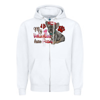 White my valentine has paws french bulldog Zipper Hoodie - RanaPortraitStore