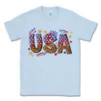 Dusty Blue usa 4th of july bw Classic Tee - texasbilliewilder