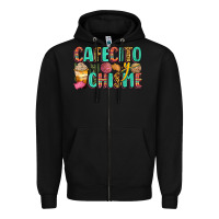 Black cafecito y chisme Zipper Hoodie - Zillion Design Studio
