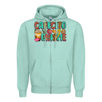 Seafoam cafecito y chisme Zipper Hoodie - Zillion Design Studio