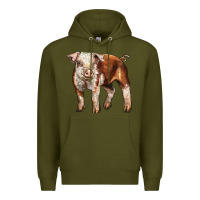 Army Green Baby Hereford Pig Premium Hoodie - LillyAllenDesigns