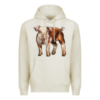 Oatmeal Heather Baby Hereford Pig Premium Hoodie - LillyAllenDesigns