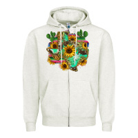 Oatmeal Heather texas map Zipper Hoodie - Zillion Design Studio