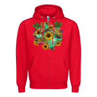 Red texas map Zipper Hoodie - Zillion Design Studio