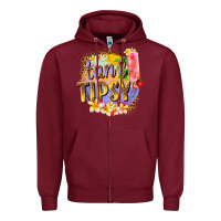 Burgundy tan tipsy summer Zipper Hoodie - texasbilliewilder