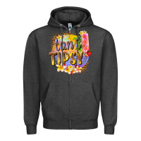 Charcoal Heather tan tipsy summer Zipper Hoodie - texasbilliewilder