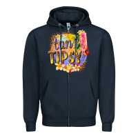 Navy tan tipsy summer Zipper Hoodie - texasbilliewilder