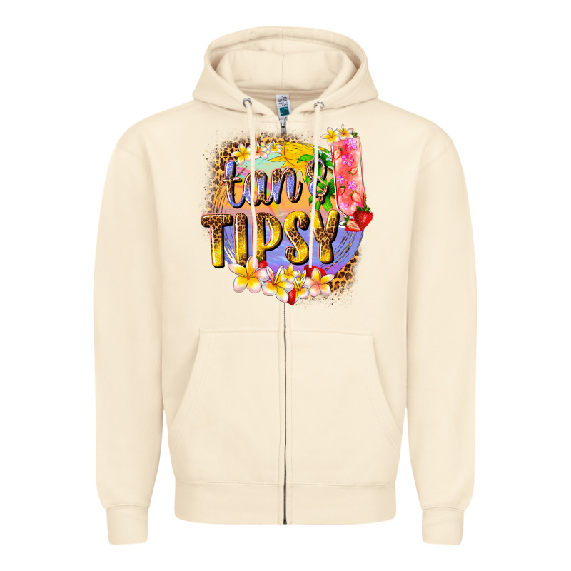 Tan Tipsy Summer Zipper Hoodie by texasbilliewilder | Teevron