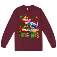Burgundy my first christmas stitch Long Sleeve Tee - AdoDesignShop