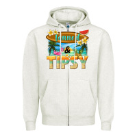 Oatmeal Heather tanned and tipsy Zipper Hoodie - texasbilliewilder