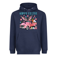 Navy Happy Easter truck Heavyweight Hoodie - OliviaCreatesArt