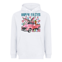 White Happy Easter truck Heavyweight Hoodie - OliviaCreatesArt