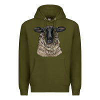 Army Green Suffolk Sheep Head Premium Hoodie - LillyAllenDesigns