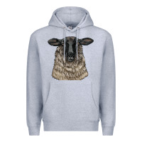 Heather Grey Suffolk Sheep Head Premium Hoodie - LillyAllenDesigns
