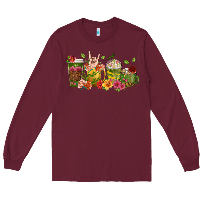 Floral Hustler Coffee Cups Long Sleeve Tee by texasbilliewilder | Teevron