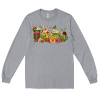 Heather Grey floral hustler coffee cups Long Sleeve Tee - texasbilliewilder