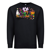 Black happy halloween Premium Sweatshirt - AdoDesignShop