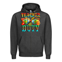 Charcoal Heather teacher off duty Zipper Hoodie - texasbilliewilder