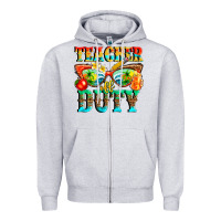 Heather Grey teacher off duty Zipper Hoodie - texasbilliewilder