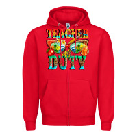 Red teacher off duty Zipper Hoodie - texasbilliewilder
