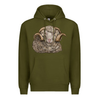 Army Green merino wool sheep head Premium Hoodie - LillyAllenDesigns