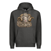 Charcoal Heather merino wool sheep head Premium Hoodie - LillyAllenDesigns