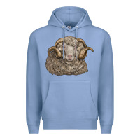Colony Blue merino wool sheep head Premium Hoodie - LillyAllenDesigns