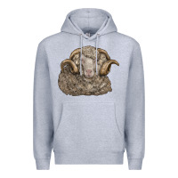 Heather Grey merino wool sheep head Premium Hoodie - LillyAllenDesigns