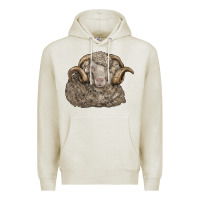 Oatmeal Heather merino wool sheep head Premium Hoodie - LillyAllenDesigns