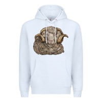 White merino wool sheep head Premium Hoodie - LillyAllenDesigns