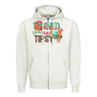 Oatmeal Heather tanned and tipsy Zipper Hoodie - texasbilliewilder