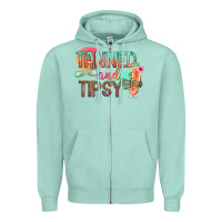 Seafoam tanned and tipsy Zipper Hoodie - texasbilliewilder