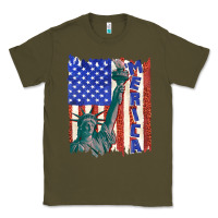 Army Green usa flag with statue of liberty Classic Tee - texasbilliewilder