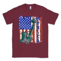 Burgundy usa flag with statue of liberty Classic Tee - texasbilliewilder