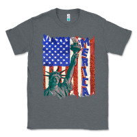 Charcoal Heather usa flag with statue of liberty Classic Tee - texasbilliewilder