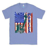 Colony Blue usa flag with statue of liberty Classic Tee - texasbilliewilder