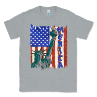 Heather Grey usa flag with statue of liberty Classic Tee - texasbilliewilder