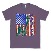 Lavender usa flag with statue of liberty Classic Tee - texasbilliewilder
