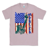 Lilac usa flag with statue of liberty Classic Tee - texasbilliewilder