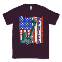 Plum usa flag with statue of liberty Classic Tee - texasbilliewilder